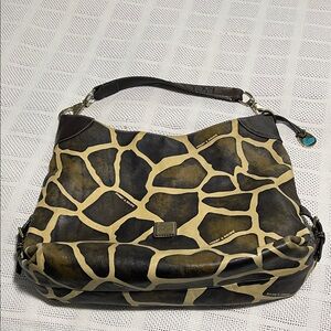 Dooney & Bourke Giraffe Print Hobo Bag in Brown and Tan